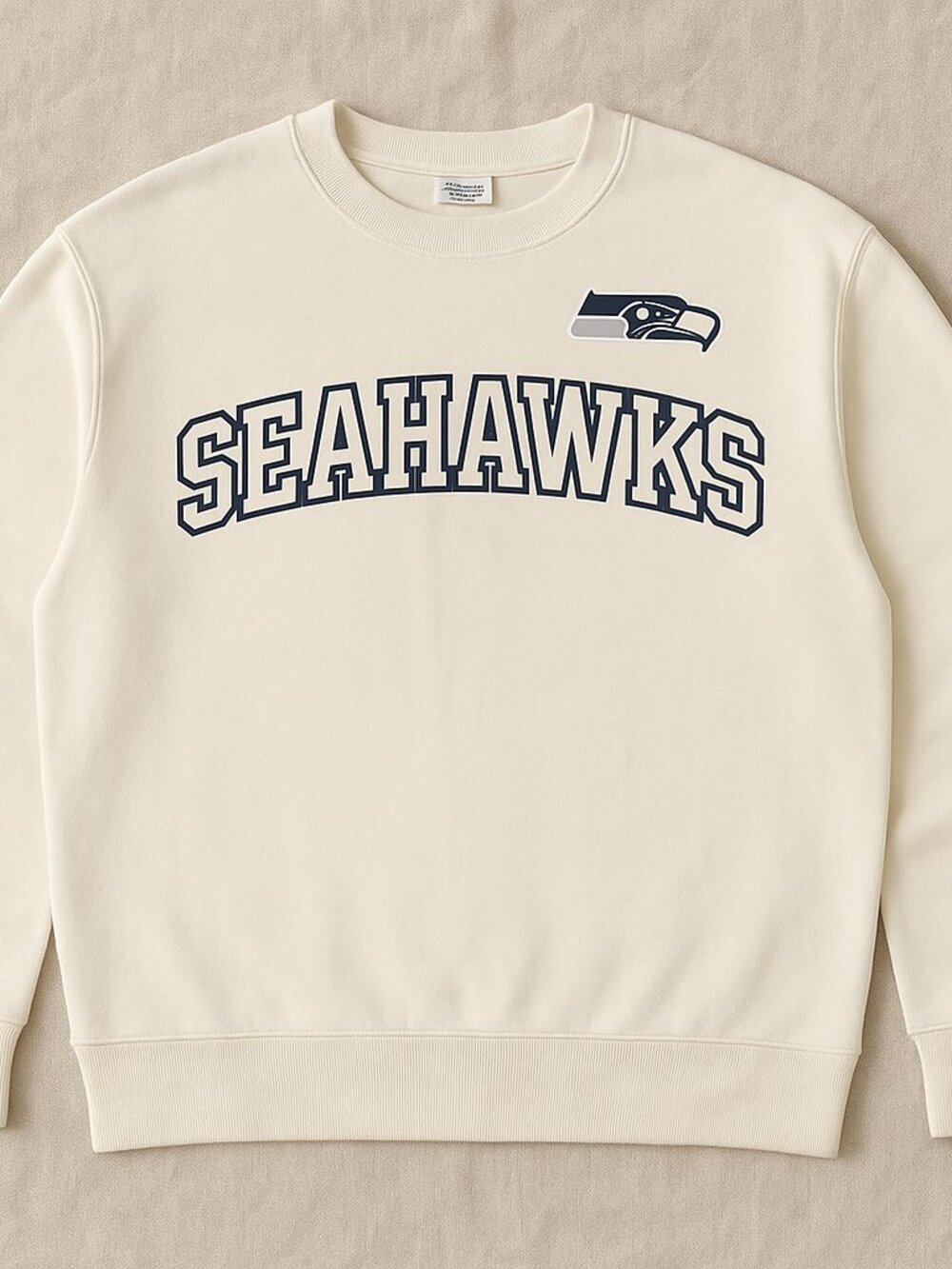 Seattle Seahawks Graphic Sweatshirt | Cream Football Crewneck Pullover